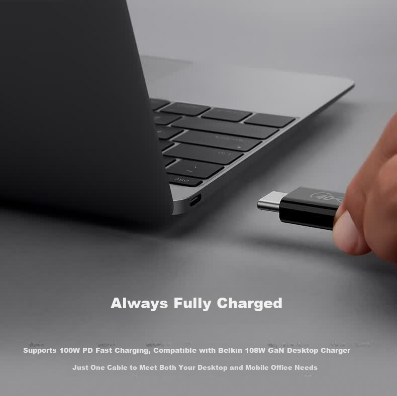 BELKIN High-Definition Data Cable Data Transmission HD Screen Casting 100W Fast Charging Thunderbolt 4 Cable Compatible with USB4/Thunderbolt 3 1m 9