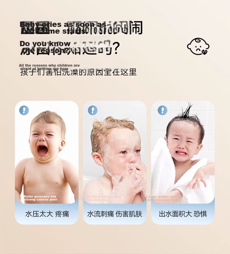 SHIFOO [Germany] Children's Handheld Shower Head Baby Bath Shower Head Two-Mode Water Flow Shower Head 2