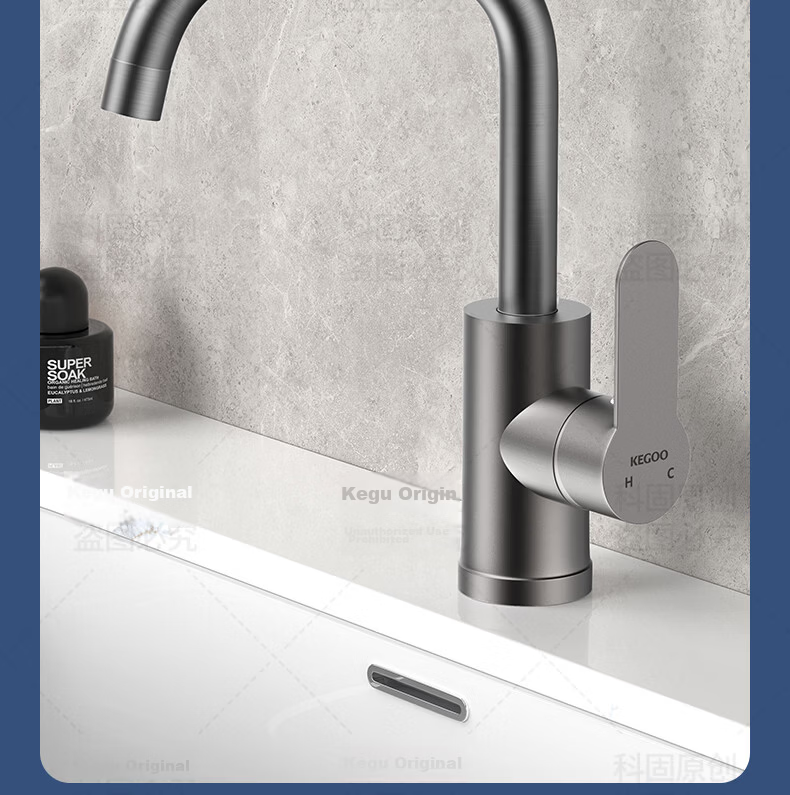 KEGOO Basin Faucet Hot and Cold Rotatable Bathroom Sink Washbasin Gun Gray K1087 22