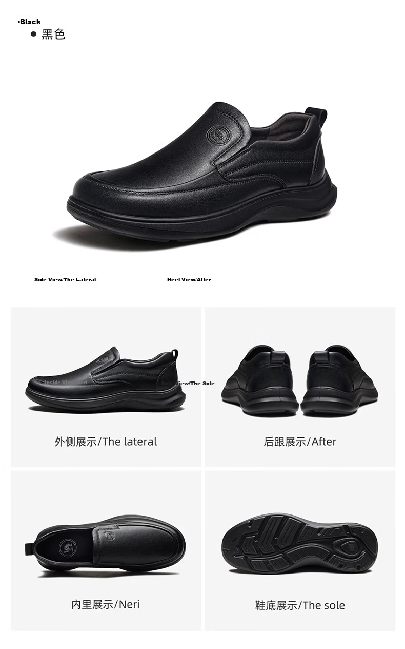 Camel Brand Men's Leather Shoes 2026 New Cowhide Soft Sole Business Casual Shoes P16A220017 Black Size 40 14