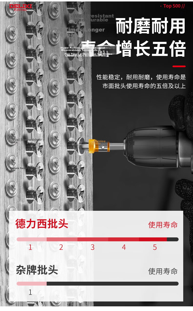 DELIXI Cross-Head Anti-Slip Strong Magnetic Electric Screwdriver Set High Hardness Hand Drill [Alloy Steel - Set] 9