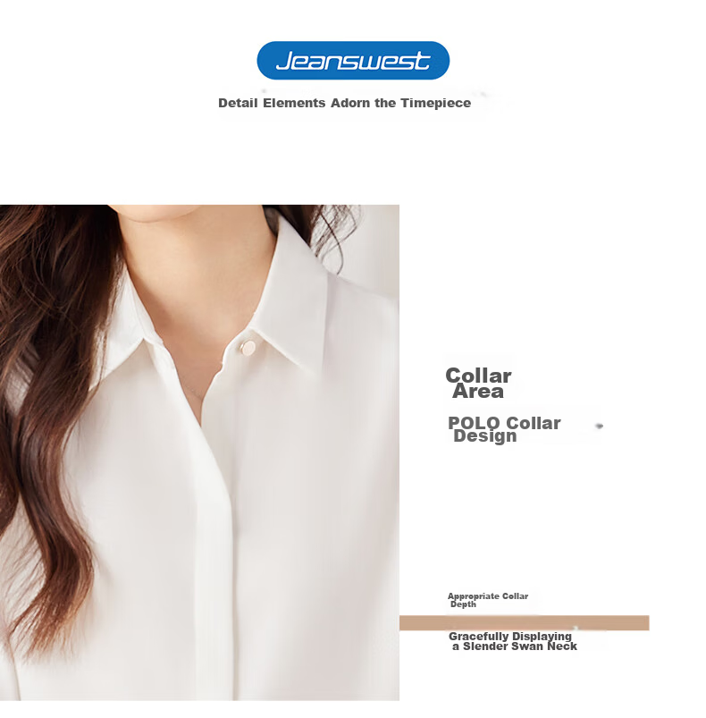 Jeanswest Women's Summer Shirt Fashionable Elegant Loose Fit Three-Quarter Sleeve Professional White Shirt XL 6