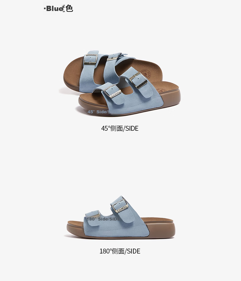 CAMEL Birkenstock Style Women's Casual Versatile Outdoor Slide Sandals L26M504022 Blue (Suede) Size 36 10