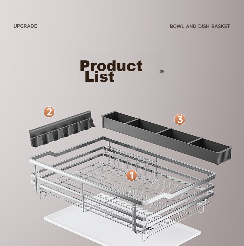Sijimuge Pull-Out Basket Kitchen Drawer 304 Stainless Steel Double-Layer Dish and Spice Rack Cabinet Basket 29