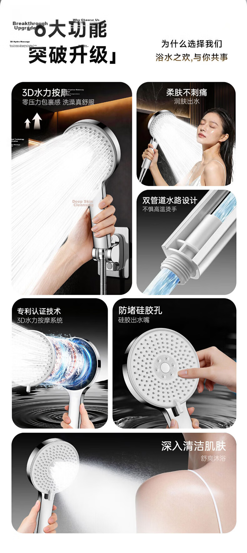 JROR Seiko High-Pressure Shower Head Handheld Shower Sprayer for Bathroom with Strong Water Flow 2