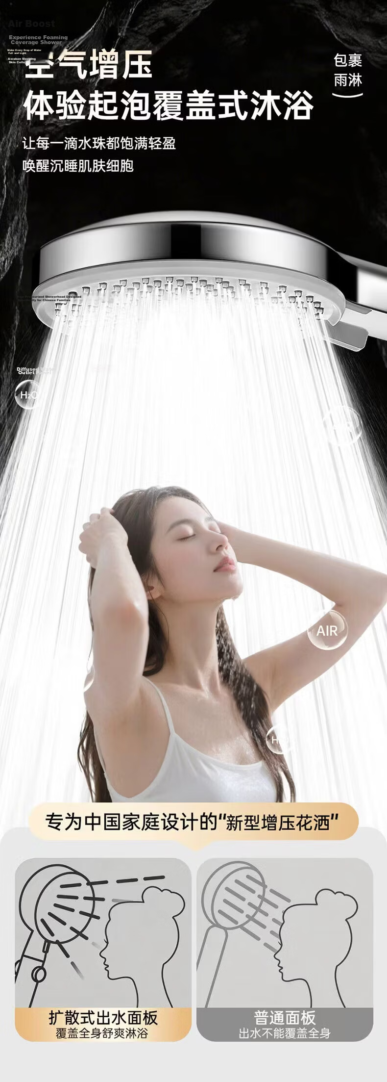 JROR Seiko High-Pressure Shower Head Handheld Shower Sprayer for Bathroom with Strong Water Flow 8