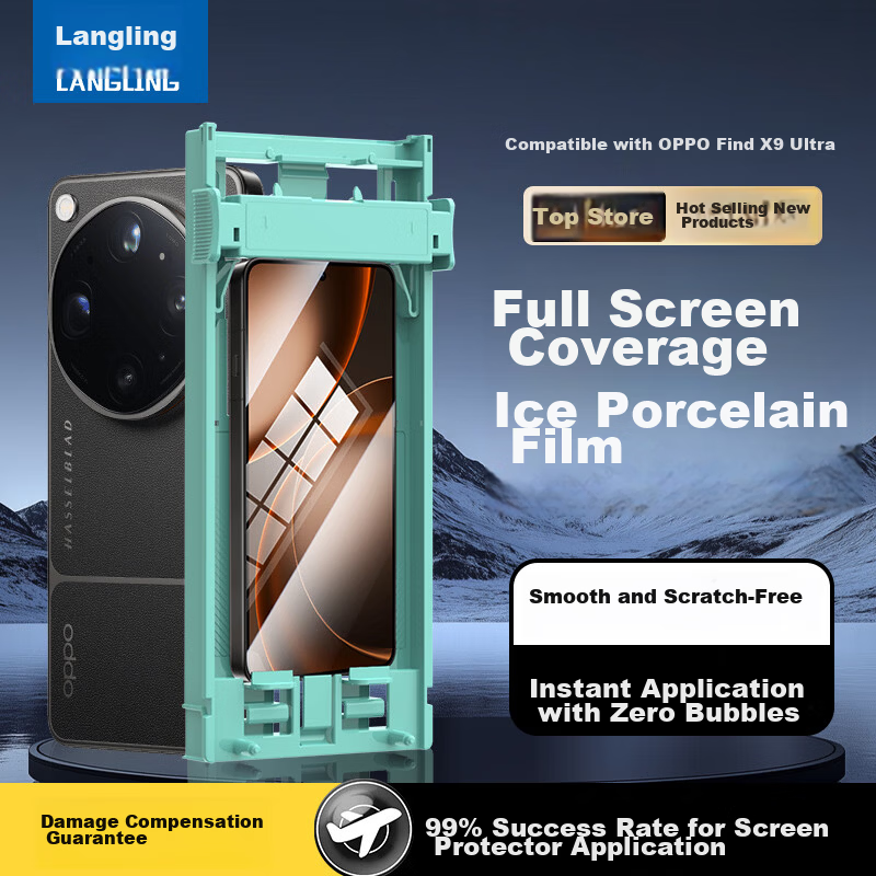 Langling [2-Pack Premium Ice Ceramic Screen Protector] for OPPO Find X9 Ultra Tempered Glass Film, Non-Tempered Hydrogel Self-Healing HD Soft Film, Anti-Fingerprint