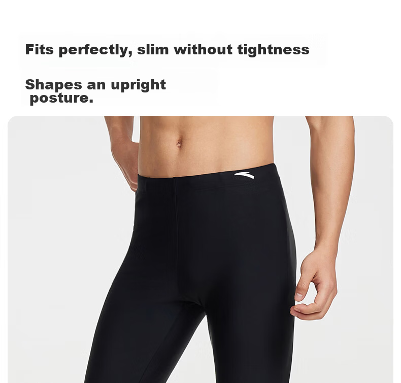 ANTA Men's Swim Shorts, Long Swimming Trunks, Two-Piece Surfing Beach Swimwear, Sun Protection, Rafting Snorkeling, Quick-Drying Knee-Length Pants, Size L 10