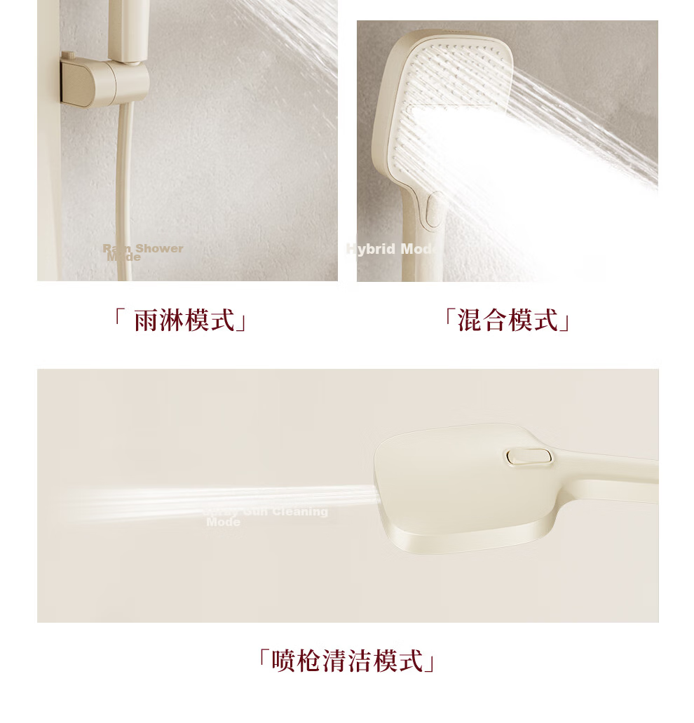Micoe Four Seasons Shower Set Square Tube Wall-Mounted Brass Body Large Storage Piano Key Shower Set M-A131-4ZN 27