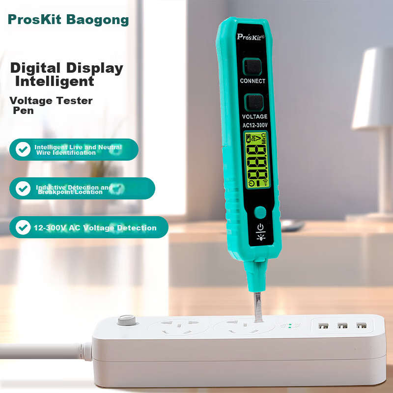 Pro'sKit NT-305N Digital Contact Voltage Tester Pen Live Neutral Wire Detector