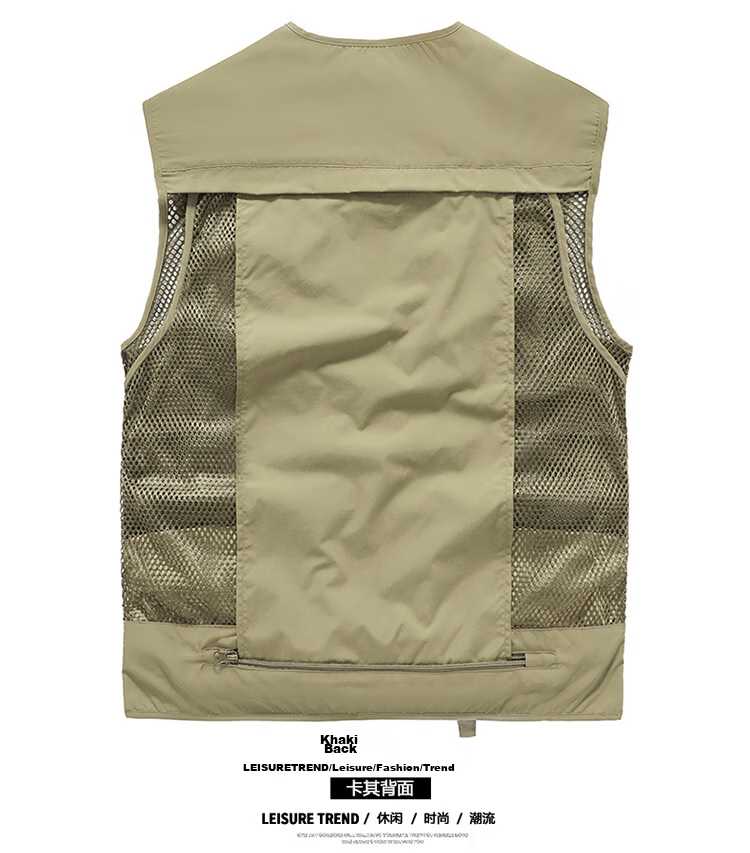 JEEP SPIRIT Men's Work Vest Spring Autumn Fishing Photography Multi-Pocket Jacket Black M 11