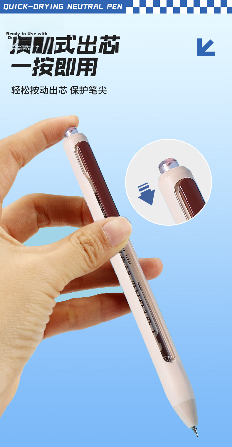 Xiaobaidian Lucky Arrival Black 0.5mm Unisex Gel Pen Student Exam Signature Ballpoint Pen 4-Pack SG726 5
