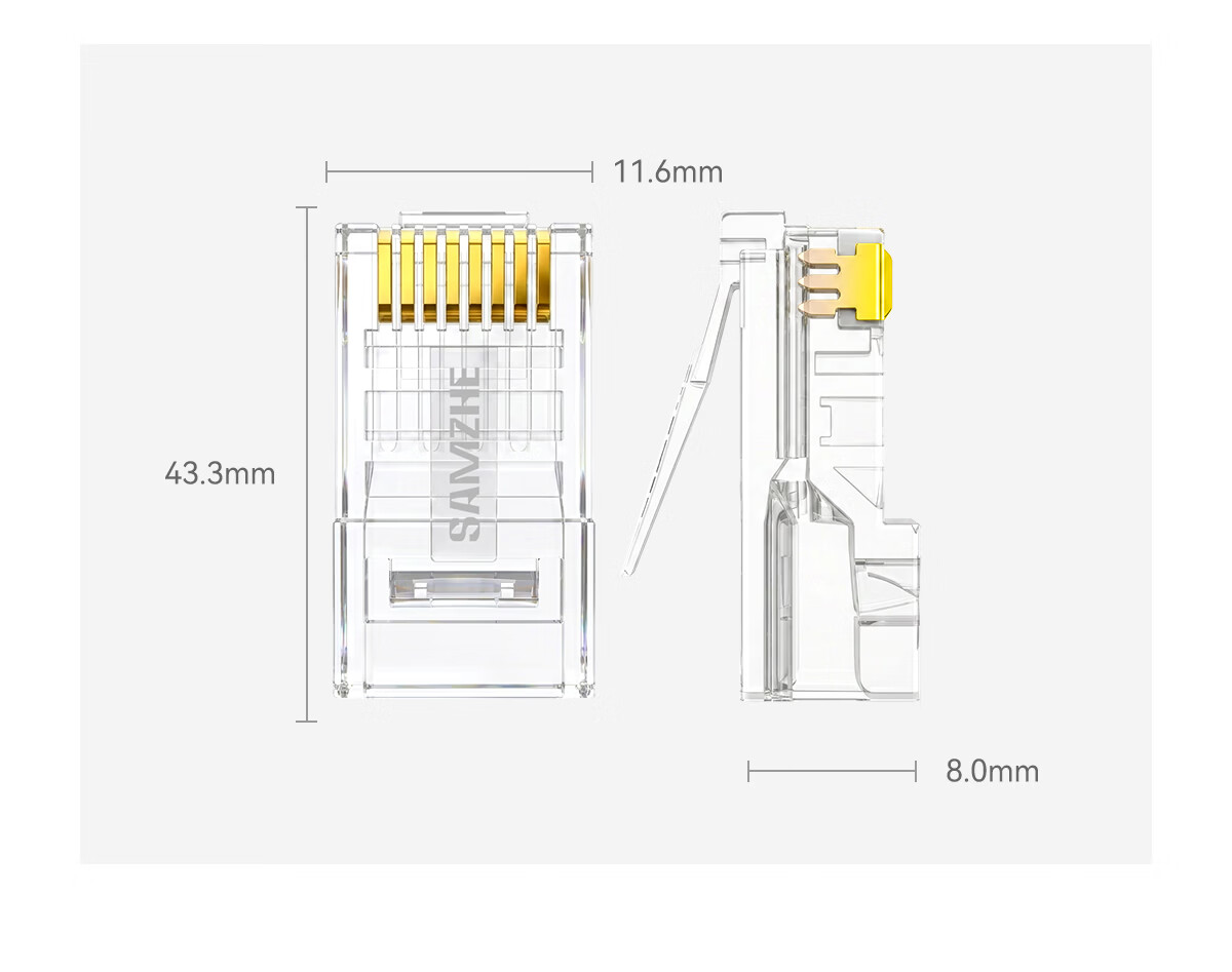 ShanZe Cat5e RJ45 Ethernet Connector Super Category 5 Network Crystal Head Gigabit Computer Network Plug Gold-Plated Engineering Grade 10pcs SJ-5010 24