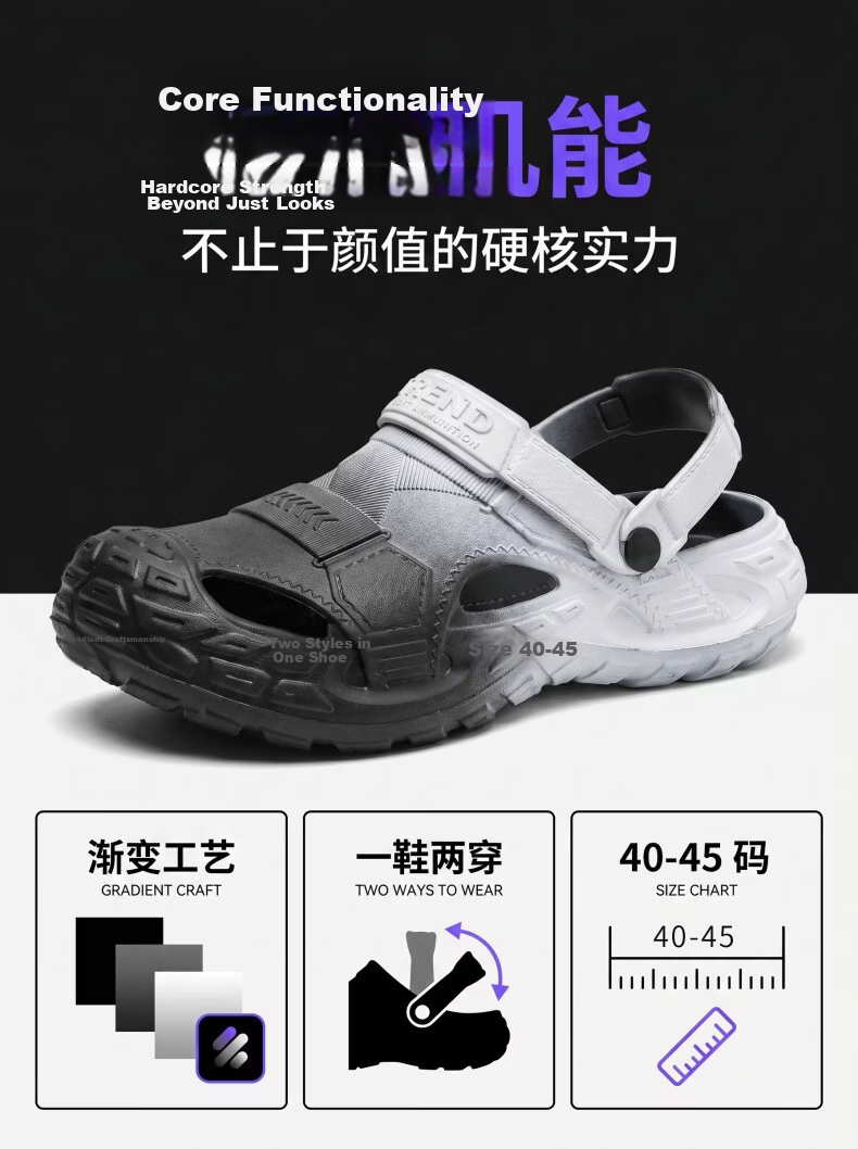 HIPANDA Men's Non-Slip EVA Hole Shoes Thick Sole Height Increasing Breathable Comfortable Open Toe Beach Driving Sandals 2