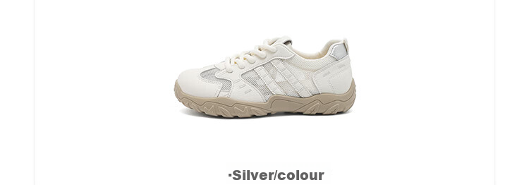 La Chapelle Women's Mesh Sneakers Casual Versatile Soft Sole White Shoes Silver Color Size 36 4