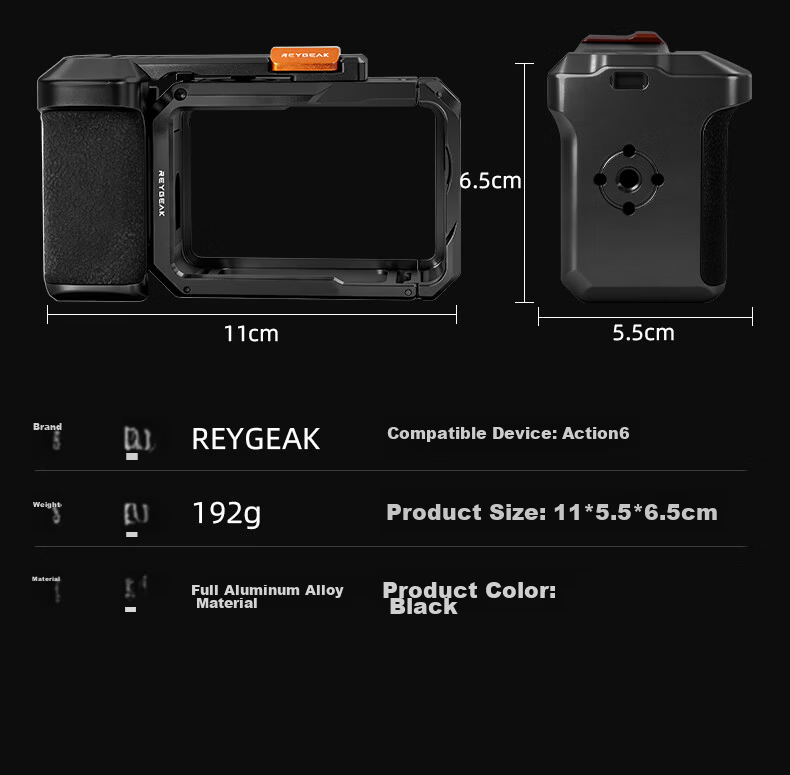 REYGEAK DJI Action 6 Street Photography Kit Handle Ultra-Light Rabbit Cage Metal Frame Expansion Shockproof Protective Case 16