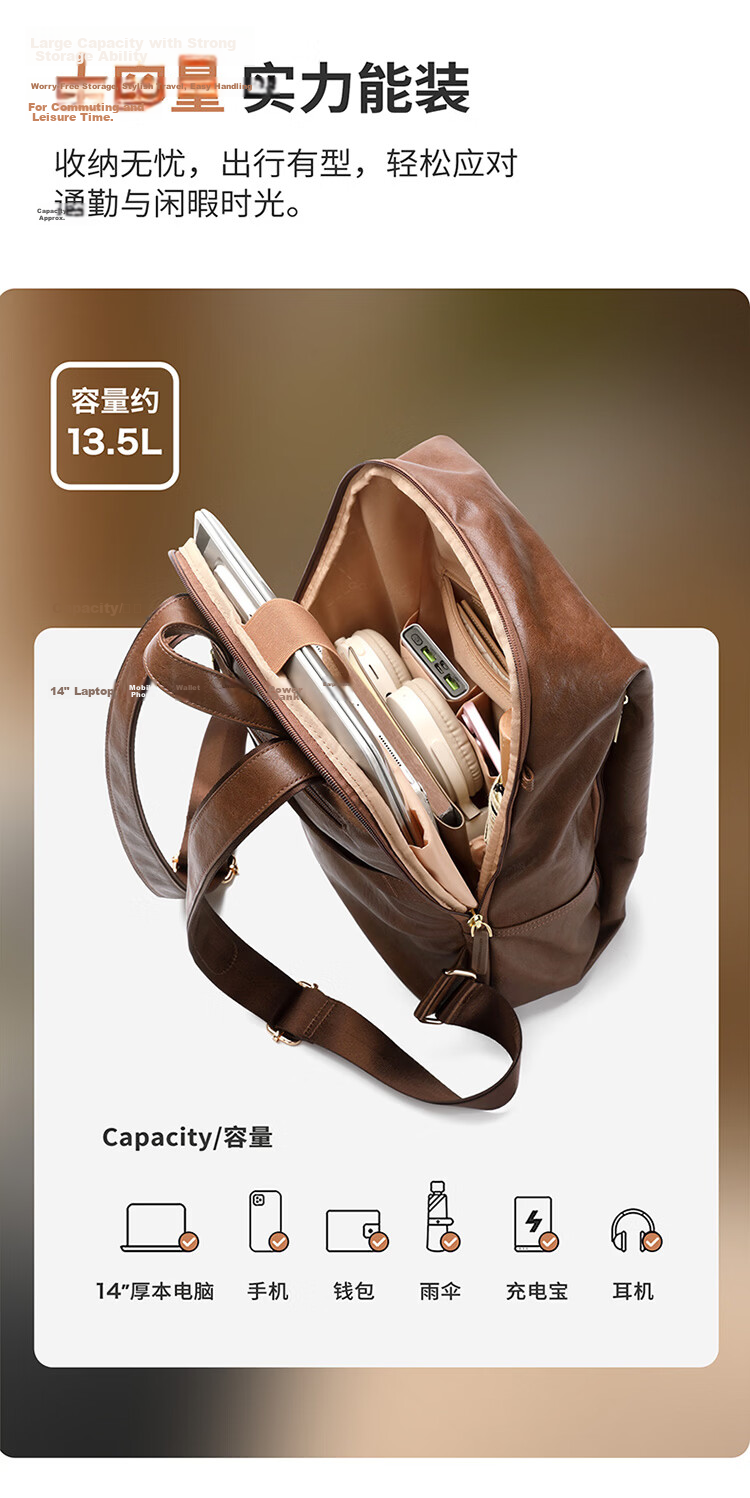 GOLF Women's Fashion Backpack 14-inch Laptop Bag Large Capacity Casual Travel Student School Bag 9