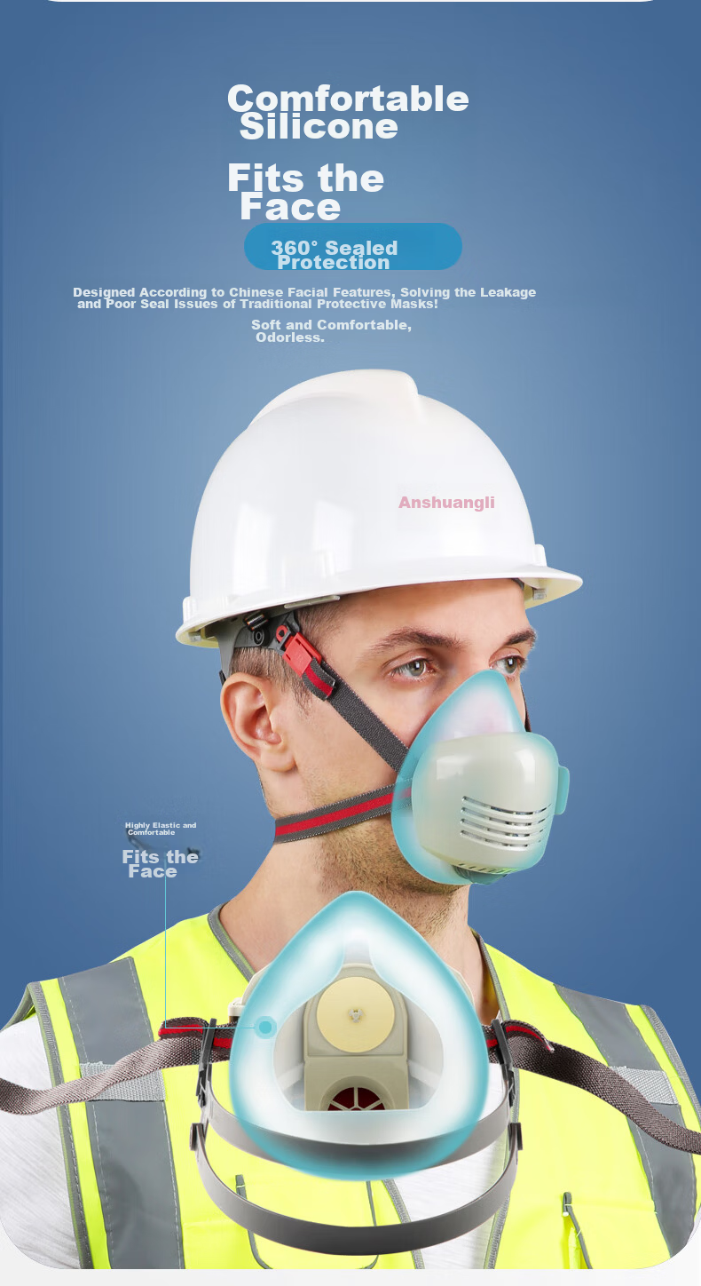 Anshuangli Dustproof Mask Industrial Dust Breathable Mouth Nose Cover Grinding Mining Renovation Dustproof Face Mask 307G 5