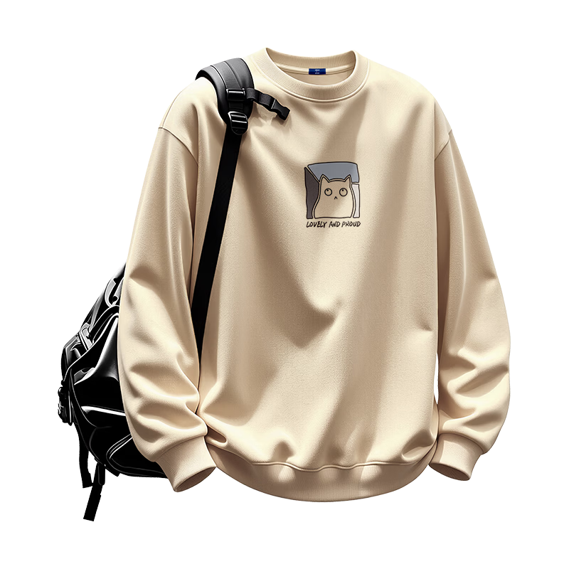 GENIOLAMODE Men's Sweatshirt, Autumn 2026 New Heavyweight 330G Round Neck Inner Pullover Long-Sleeve T-Shirt for Me