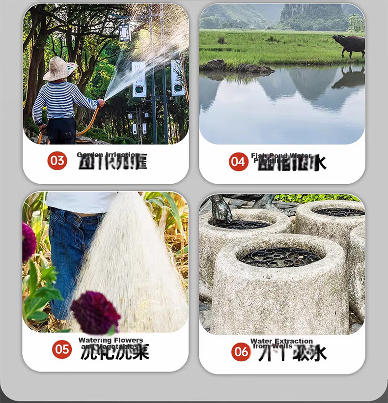 Milade Submersible Pump Household Well Water Pump 220V Stainless Steel Agricultural Sewage Pump Irrigation High Flow High Lift 19