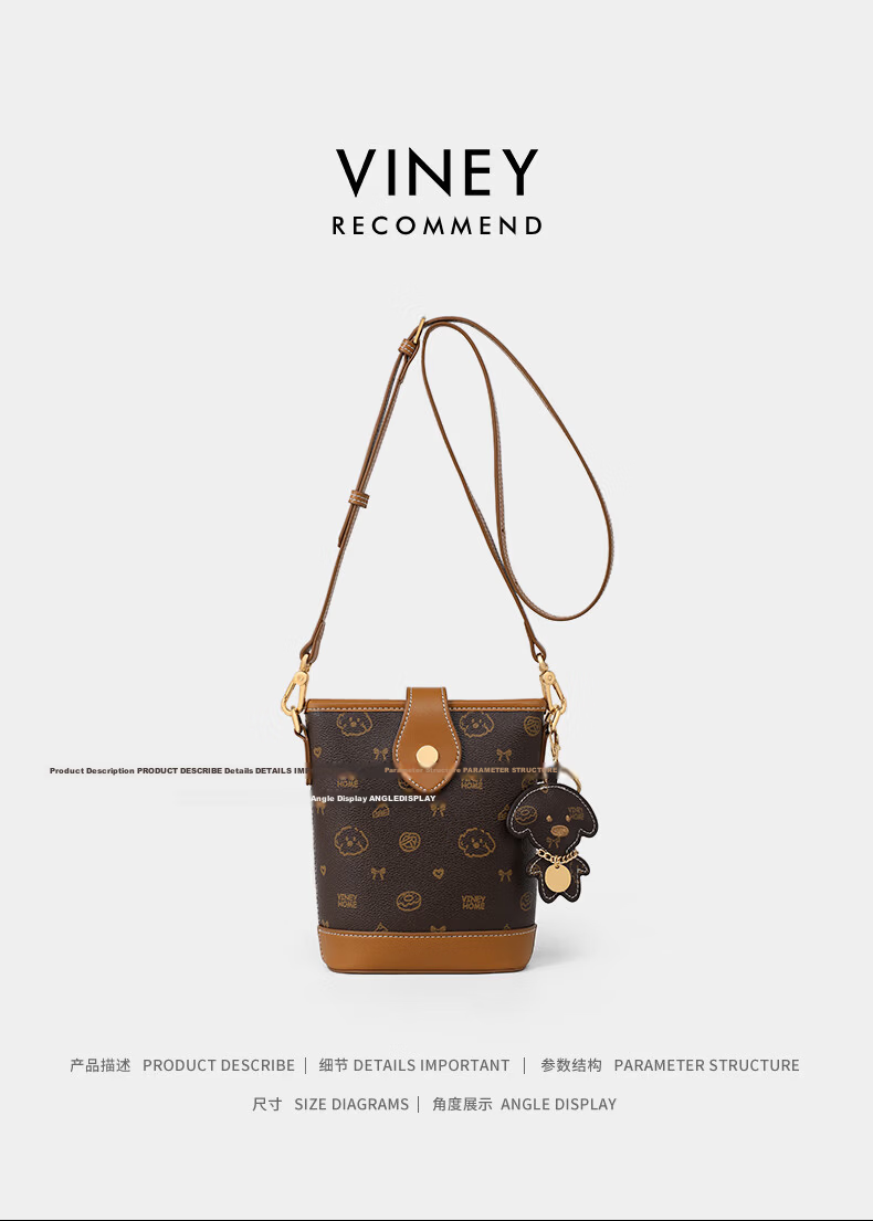 Viney Women's Boutique Bucket Bag Fashionable Crossbody Phone Bag Small Purse Birthday Qixi Valentine's Day Gift for Girlfriend 2