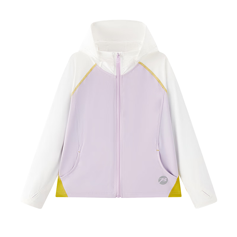 Babu Bean [Snow Skin Sunscreen] Children's Color-Block Sunscreen Jacket Summer Lightweight Breathable Boys and Girls White Purple 150