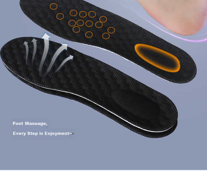 FOOTOPPO Men's Rebound Sports Insoles Shock Absorption Elastic Thickened Soft Cushioned Insoles for Long Standing 15