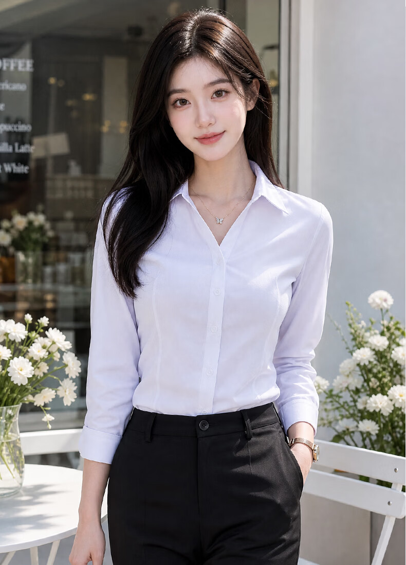Chaoxu White Shirt Professional Long Sleeve Women Interview Commuting 2026 New Slim Fit Casual Wrinkle-Free Shirt 14