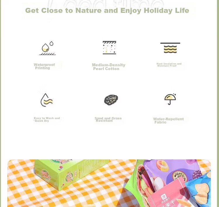 Letide Picnic Mat Aluminum Foil Thickened Camping Mat Moisture-Proof Ground Mat Outdoor Picnic Blanket Lawn Mat Tent Mat 3