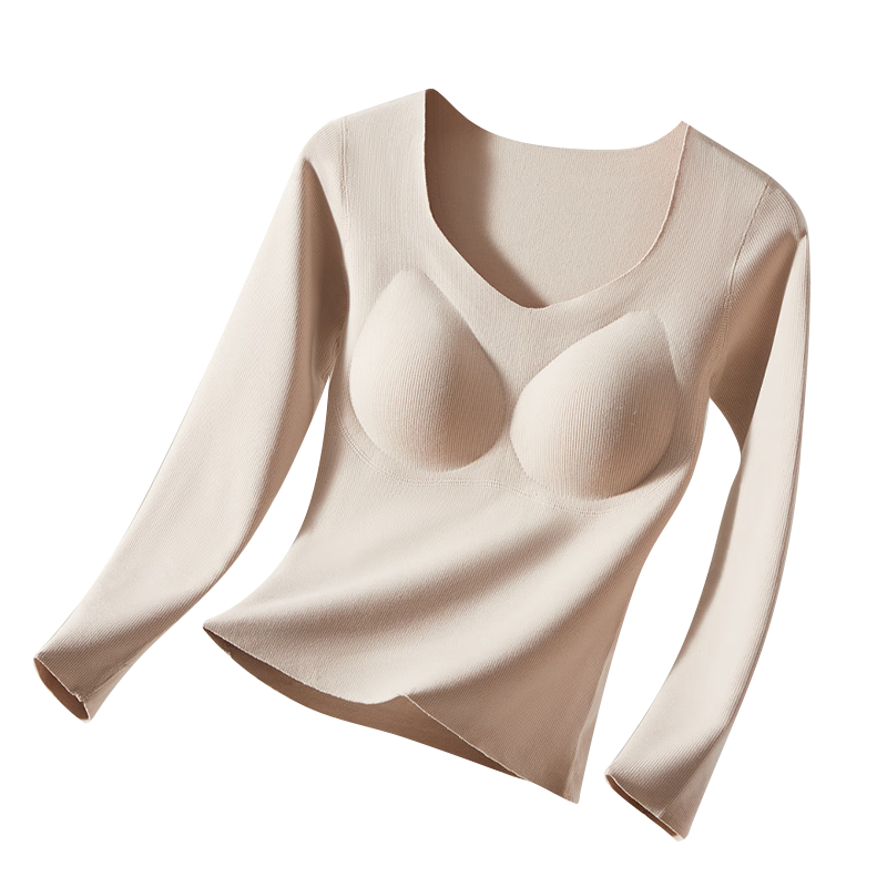 Urban Beauty Women's L Thermal Underwear Set with Goose Down and Silk Chest Pad, Thickened Autumn Top and Bottom