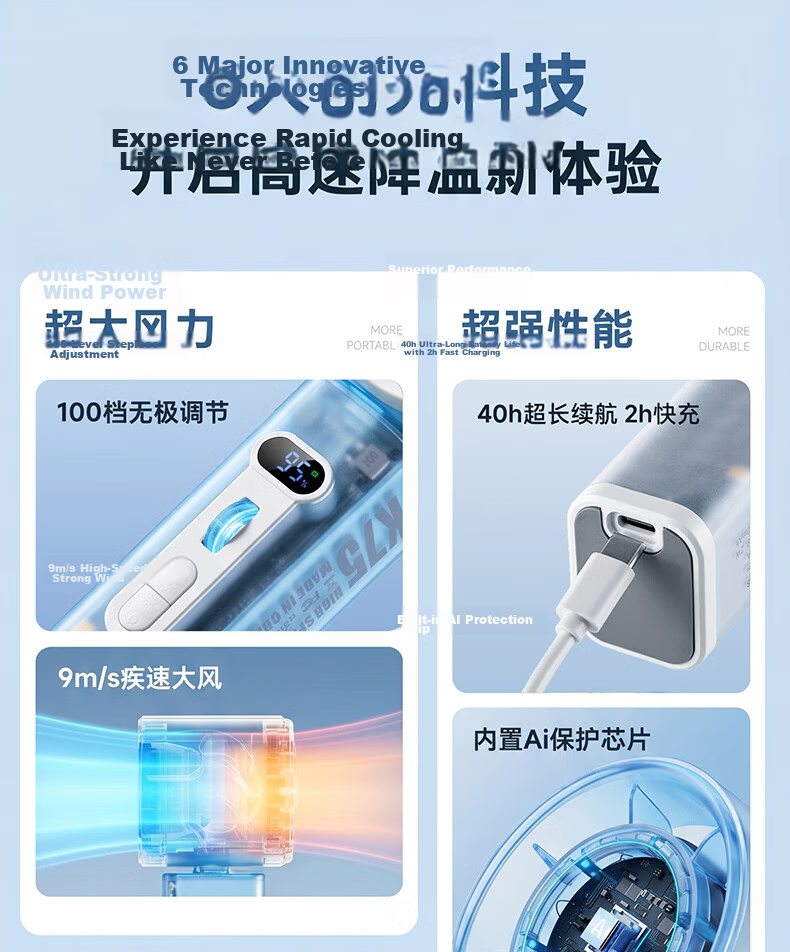 Youyang Semiconductor Cooling Mini Portable Handheld High-Speed Energy-Saving Turbo Rechargeable Outdoor Electric Fan 3