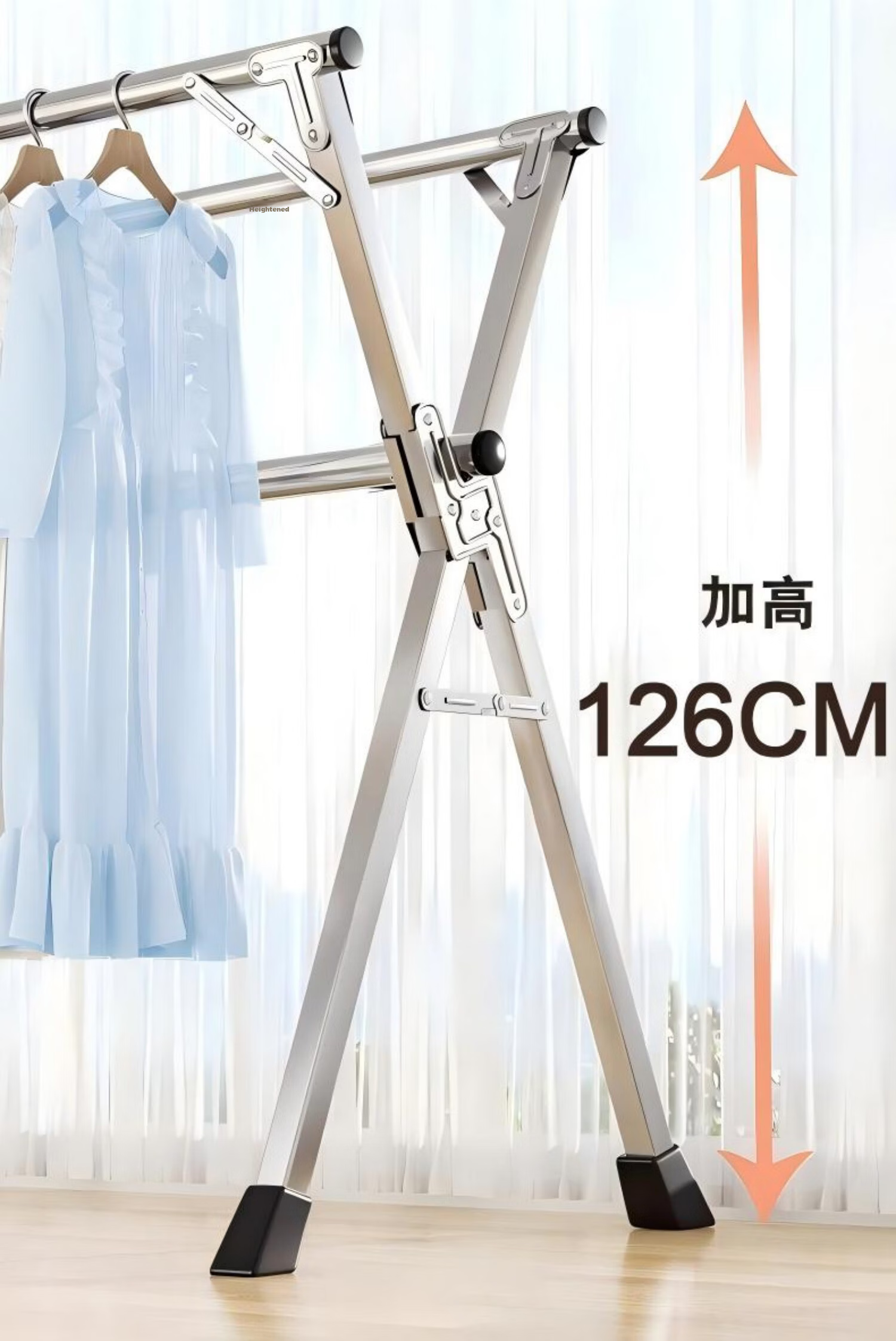 Jiajieshi Foldable Single Rod Floor Clothes Drying Rack 1.3m for Home Balcony 4