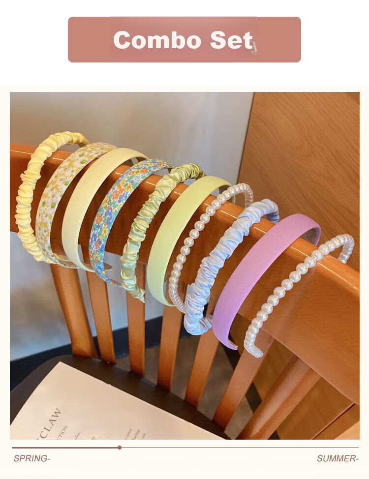 BAISHANGYITE Purple Headband Set [7 Pieces] High Crown Headbands for Face Washing, Hairbands, Hair Clips for Flyaway Hair, Minimalist Hair Accessories 1