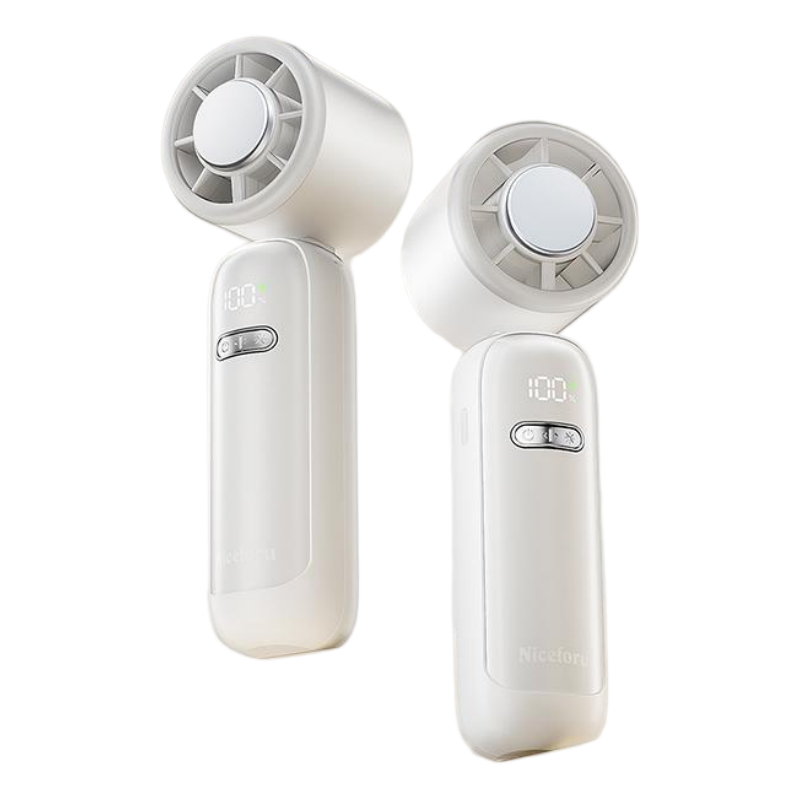 High-Speed Handheld Folding Mini Portable Fan 100-Speed Ultra-Strong USB Rechargeable Small Silent Fan for Dormitory Outdoor Camping, White