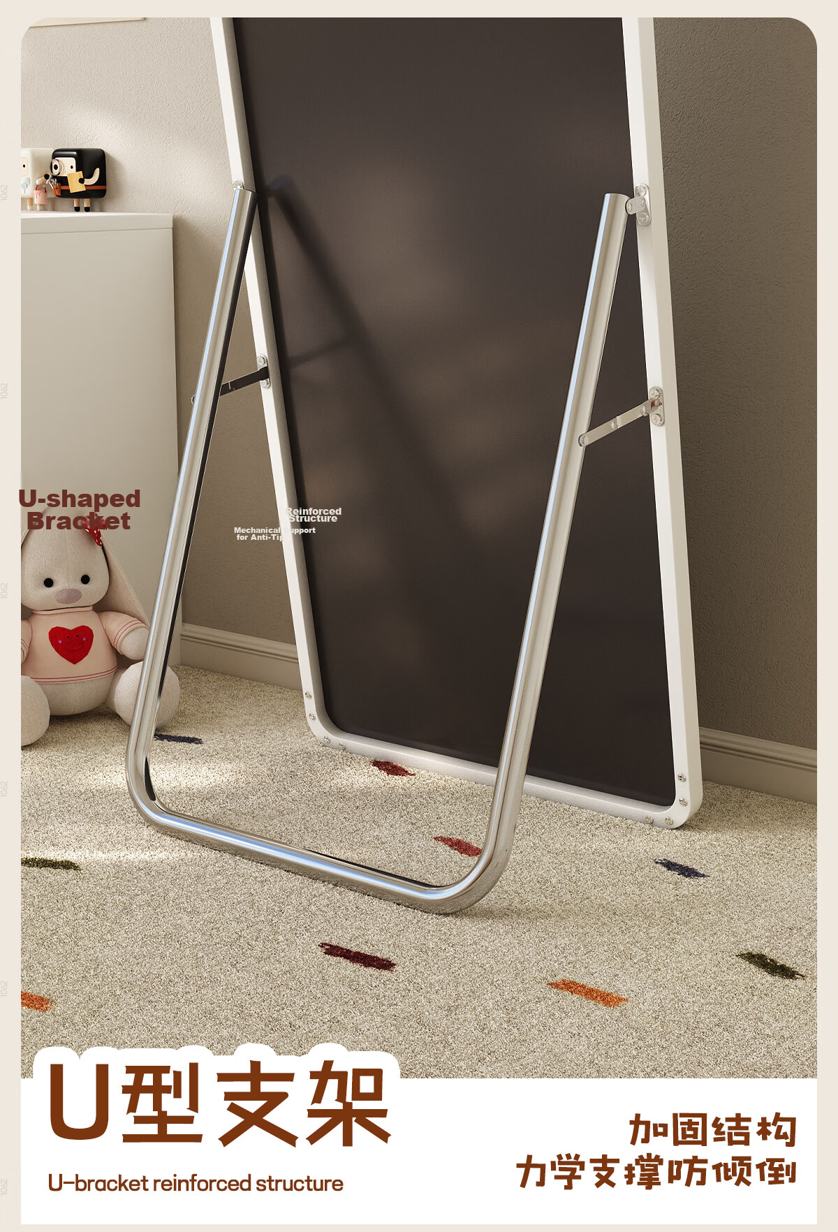 Millennium Mansion Full-Length Mirror Floor Mirror Dressing Mirror Wall-Mounted Explosion-Proof Fitting Room Mirror Simple Black 80*180cm 12