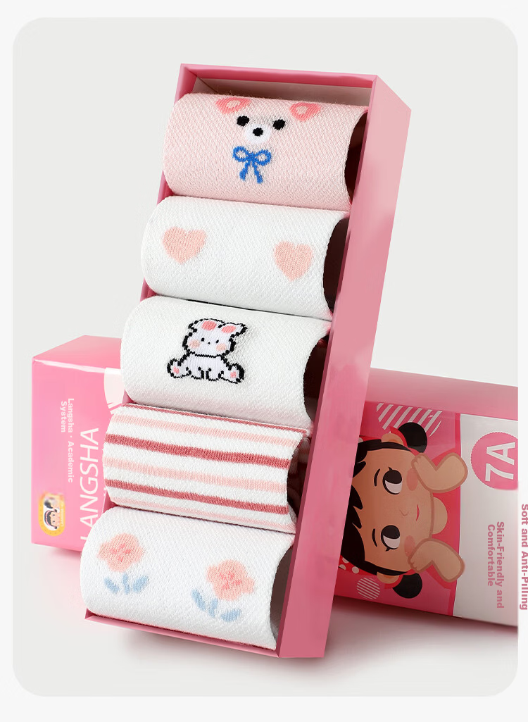 Langsha Summer Thin Girls' Socks Children's 2026 New Breathable Mesh Cotton Socks for Baby and Older Girls 15