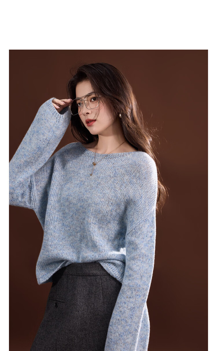 Demana Gradient Irregular Dyed Yarn Sweater with Lantern Sleeves, Wool-Texture Autumn Knit Top for Women 10