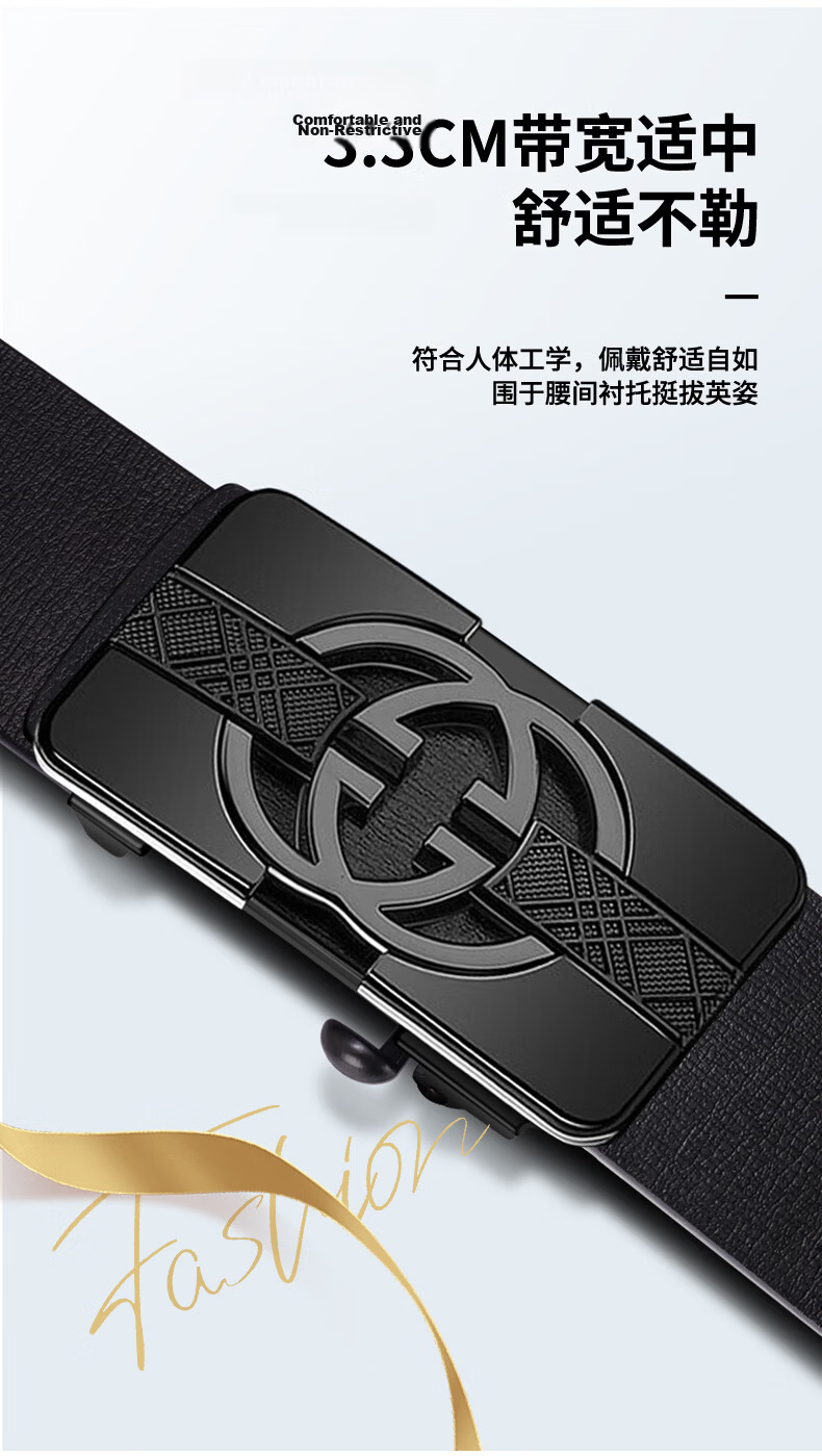 CARTELO Men's Genuine Leather Ratchet Belt Automatic Buckle Waistband Birthday Gift for Boyfriend Husband Dad Father 12