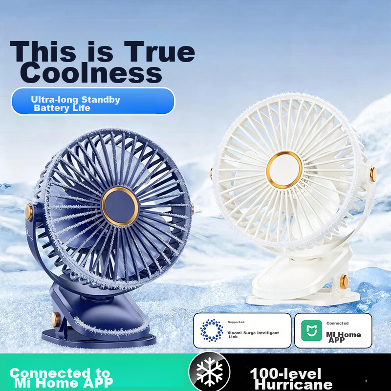 Cobins Desktop Mini Clip Fan Portable USB Rechargeable Small Fan for Students Dorm Bedside Baby Stroller Outdoor Camping Blue