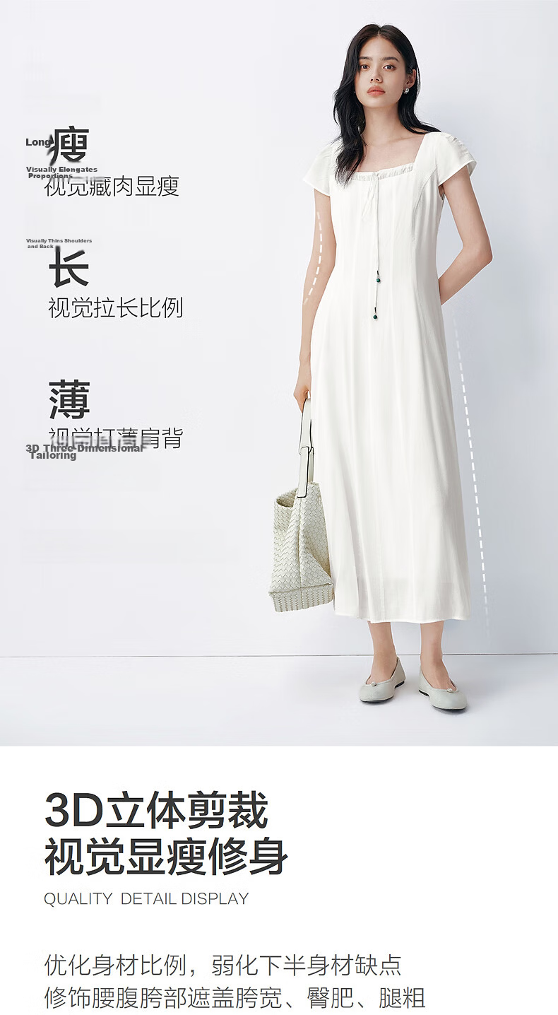 Peacebird Women's Dress Summer Love White Long Dress Slim Fit Waist Office Dress Blue L 6