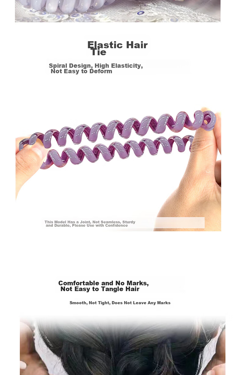 Jiaoxuefei Premium Coconut Phone Line Hair Ties 8-Pack High-Quality Hair Bands Stylish Elastic Hair Accessories for Women 6