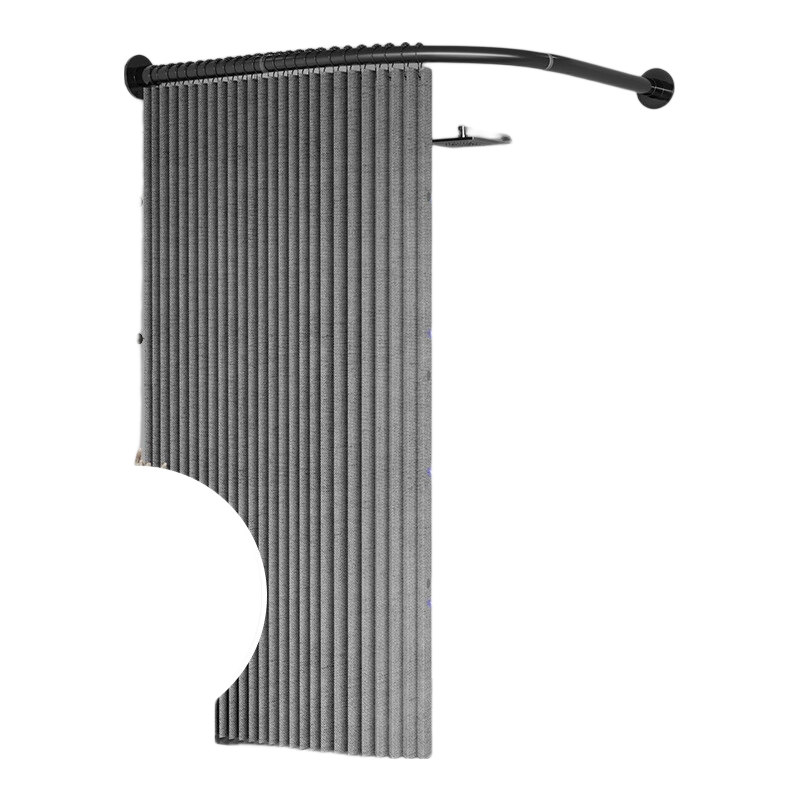 Honglu Shower Curtain Set, No Drilling Required, L-Shaped Waterproof And Mold-Proof Bathroom Partition, Dry-Wet Separation, Magnetic Polyester Invisible Fabric Curved Shower Curtai