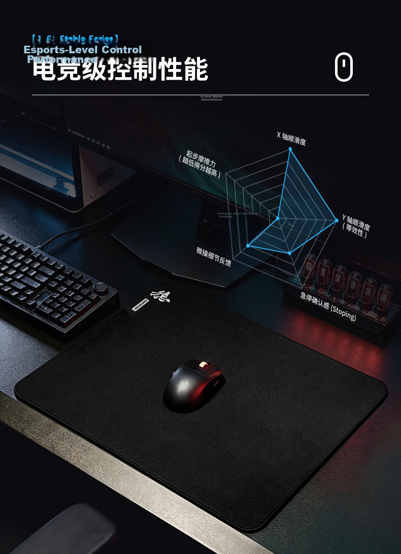 Rantopad Stable Series Gaming Mouse Pad Smooth Surface Microfiber Ultra-Fine Woven Fabric FPS Gaming Large Desk Mat with Sinking Edge 4