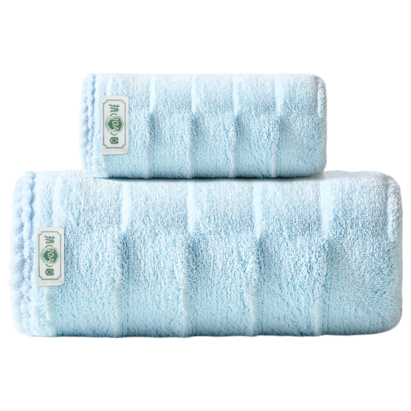Grace 10A Antibacterial Towel And Bath Towel Set, Blue, Extra Large, Skin-Friendly, Breathable, Quick-Drying, Soft, Unisex