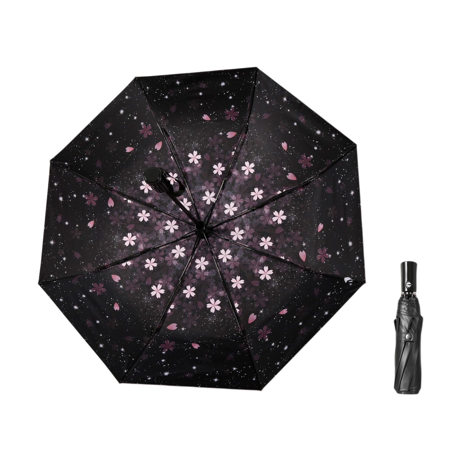 C'mon Fully Automatic Umbrella, Three-Fold Sun Protection Parasol for Women, UV-Resistant, Automatic Sky Flower Umbrella