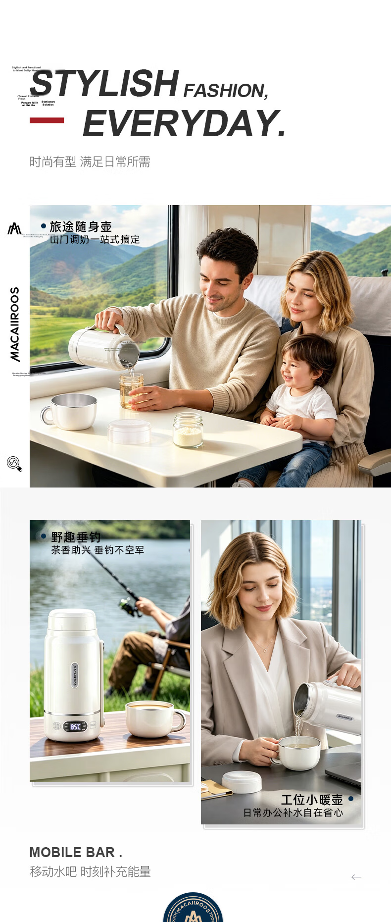 Macaiiroos Portable Electric Kettle Temperature-Controlled Water Heater Baby Milk Warmer Insulated Cup Large Capacity 316 Stainless Steel Smart Electric Kettle 11