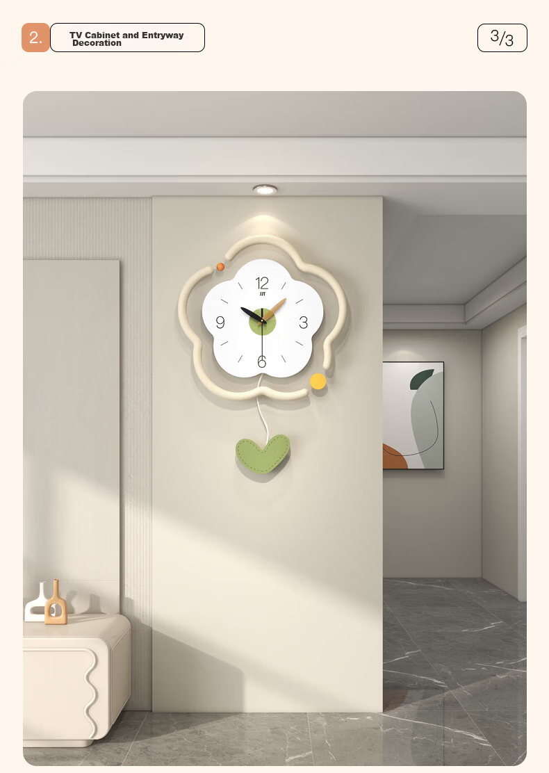 Jiujuda 2026 New Home Wall Clock Minimalist Modern Cream Silent Clock High-End Creative Living Room Wall Clock 7