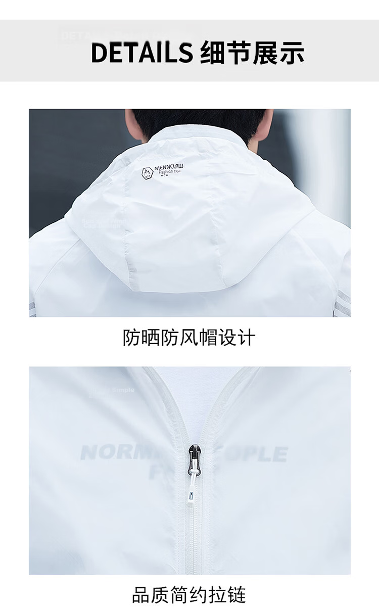ROMON Men's Summer New Thin Breathable Outdoor UV Protection Ice Silk Jacket 2680 Black XL 17