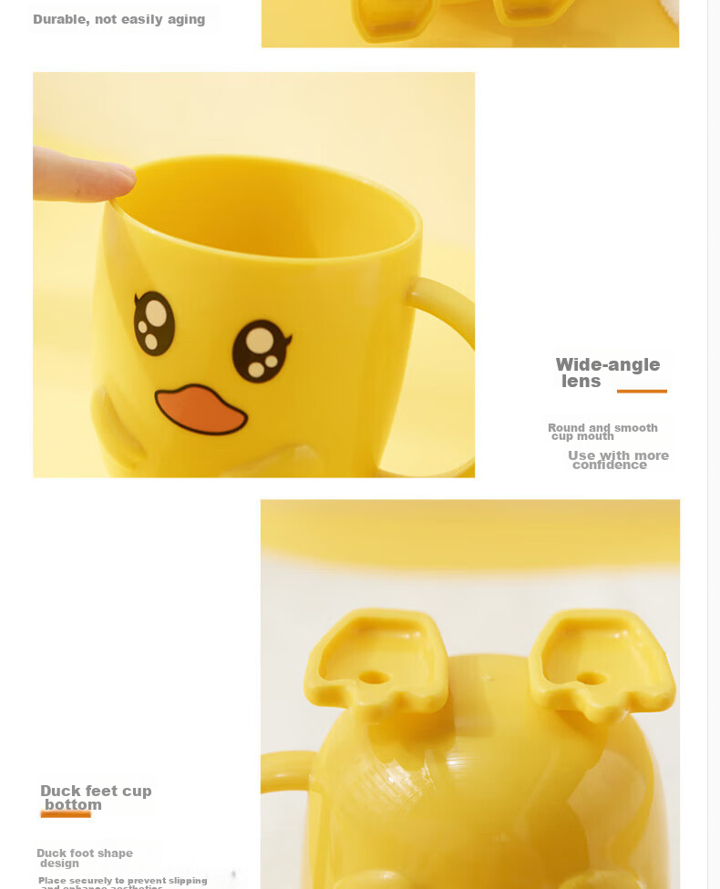 JAJALIN Children's Thickened Anti-Fall Mouthwash Cup with Cartoon Duck Design, Cute Baby Creative Toothbrush Holder 7