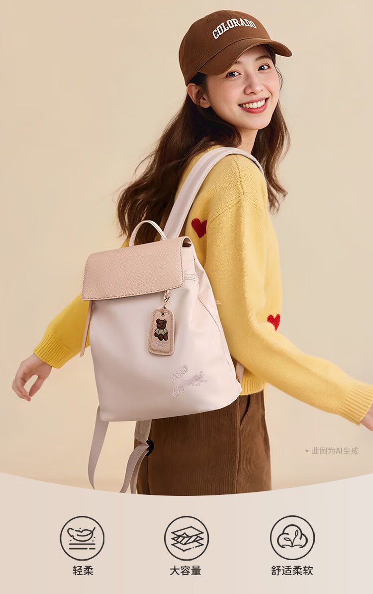 POLO Women's Casual Lightweight Backpack Small Bag iPad Laptop Bag Fashion Commuter Travel Student School Backpack 2